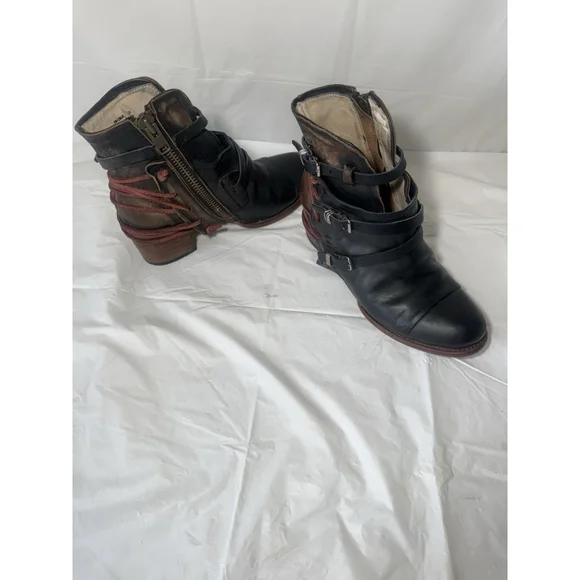 Freebird by Steven Crue boot black Leather Ankle Strap Zip Distress Size 11 - Picture 12 of 16